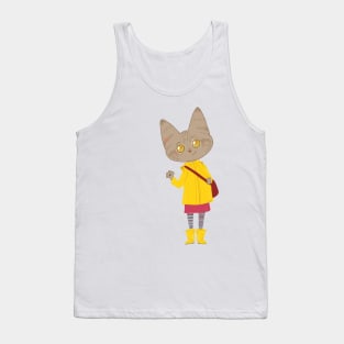 Yellow raincoat cat Tank Top